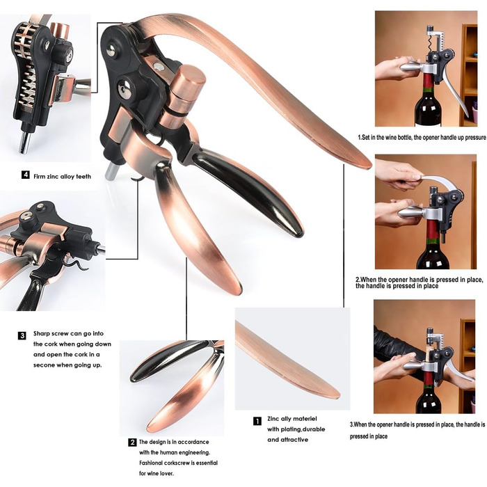 Набір для відкриття вина в дерев'яній коробці, подарунковий, люкс, професійний сомельє, з відкривачем, кришками, аксесуарами для вина (Style 02)