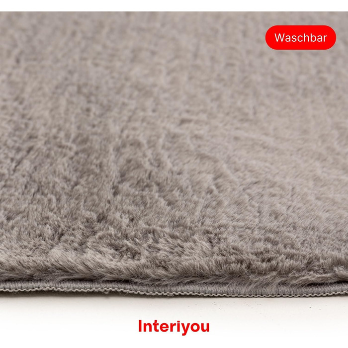 Тепличний килим Interiyou Fargo для вітальні 80x150 см - короткий ворс, миється, не ковзає, пухнастий штучний килим з довгого ворсу (160 x 230 см, сірий)