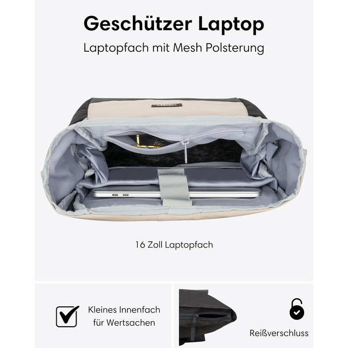 Рюкзак Rolltop для жінок і чоловіків No 4 Large, 21 л, відділення для ноутбука 16
