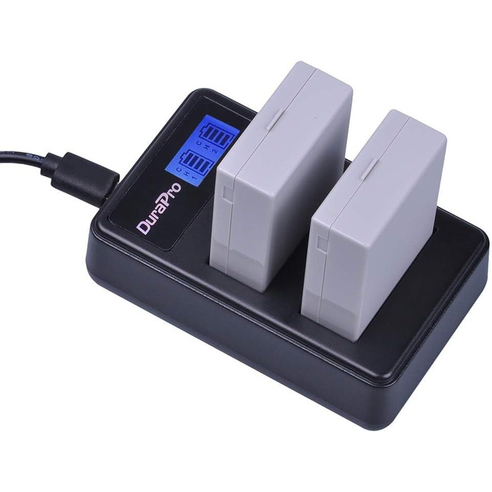 Акумулятор DuraPro LP-E8 для Canon (2 шт.) + LED USB зарядний пристрій; сумісний з EOS 550D, 700D, 600D, 650D, Rebel T2i T3i T4i T5i, Kiss X4 X5 X6i X7i DSLR