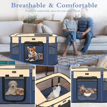 Клітка-загон для собак Aivituvin, переносний загон для котів та інших тварин, розкладний вольєр для собак, намет-коробка з сумкою для транспортування, для дому та вулиці, для маленьких тварин, розмір M (блакитний)