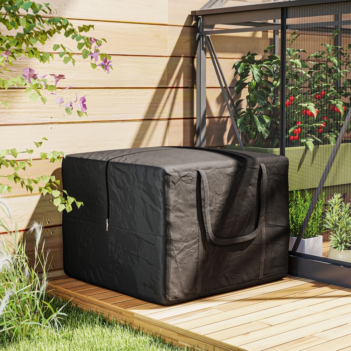 Сумка для зберігання Outsunny 600D Oxford, об'ємом 384 л, місткістю до 60 кг, з UV30+ захистом та водонепроникним покриттям, для кемпінгу та подорожей, 80 x 80 x 60 см, чорна | Aosom