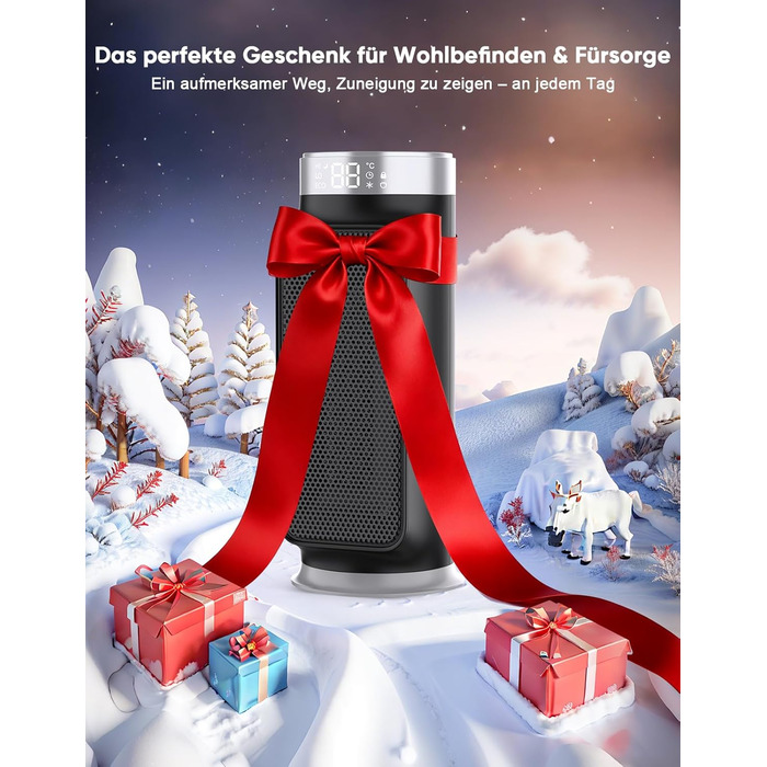 Електричний обігрівач PTC 1800W з пульт дистанційного керування, портативний нагрівач для дому та офісу, керамічний обігрівач з осциляцією 75°, таймером 24 години, 5 режимів, срігано-сірий колір