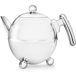 Bredemeijer round, double-walled stainless steel teapot, 1.2 Liter with chrome-colored handle (1.5 l)