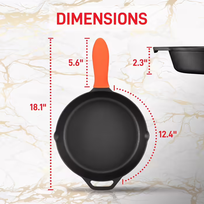 NutriChef Frying Pan with Lid, 30cm - Frying Pan - with Ergonomic Silicone Handle & High Rim, Pan made of Cast Iron, Non-Stick Coated, for Induction, Ceramic, Gas & Electric, PFOA & PFOS-Free 30cm Frying Pan