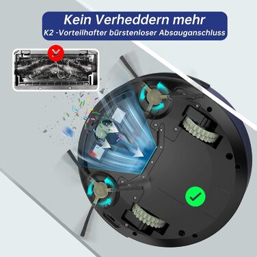 Робот-пилосос OKP з Wi-Fi, 2100Pa, суперантивний, керування через додаток/Alexa, 100 хв роботи, самозарядка, тихий, для шерсті тварин, підлоги, килима, Fiery Blade