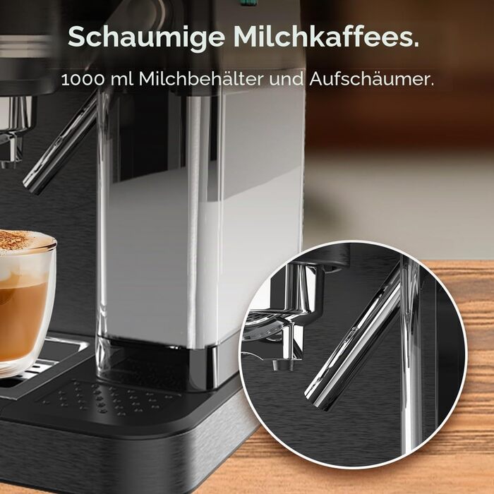 Кавомашина еспресо Cecotec Power Espresso 1350 Вт, 20 бар, сенсорний дисплей, резервуар 1.5л, капучинатор, подвійний холдер