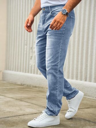 Чоловічі джинси Runcati Regular Fit: світло-блакитні стрейч денім, базові повсякденні штани (S)