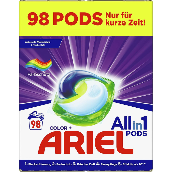Капсули для прання Ariel All-in-1 для кольорових речей, 98 завантажень