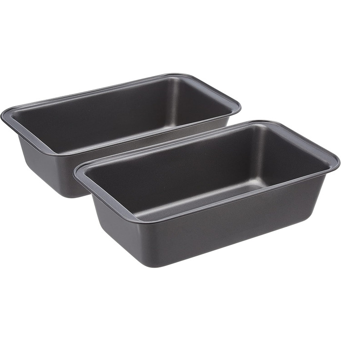 Amazon Basics - 22.8 cm Cake Pans, Non-Stick, Carbon Steel, 2-Pack & Amazon Basics - Non-Stick Baking Pan, Carbon Steel, 23.5 x 12.7 cm, 2-Pack