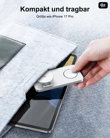 Бездротовий зарядний пристрій 25W MagSafe 3-в-1, складна станція для iPhone 17e/17/16/15/14/13/12/Air, Apple Watch та AirPods Pro (Білий)