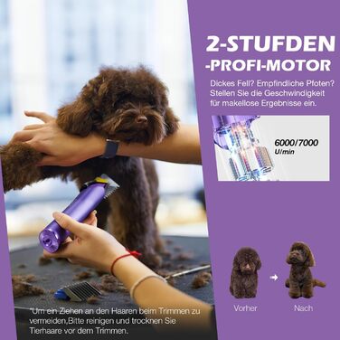 Професійна машинка для стрижки собак з запасним лезом, 5-в-1, фіолетовий колір