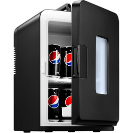 Northclan Mini Fridge 15L - Portable Cooler & Warmer for Home & Car - 220V AC/12V DC - Black