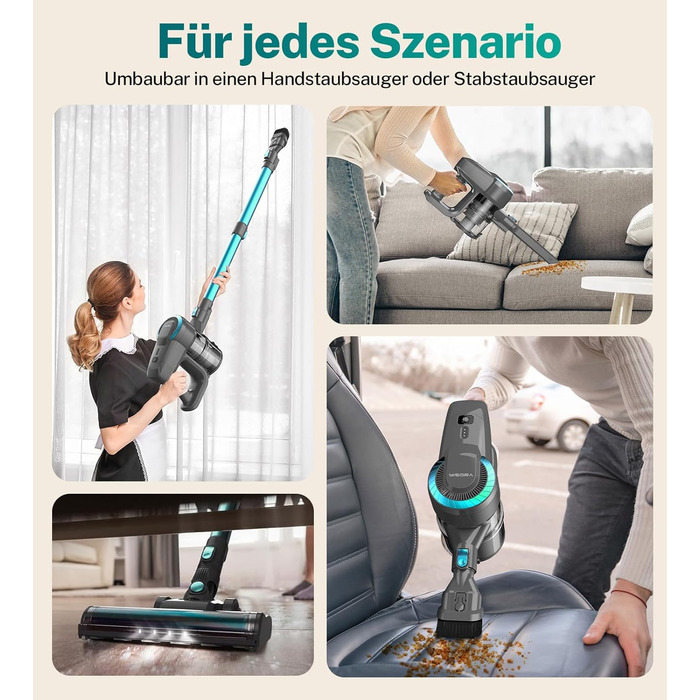 Акумуляторний пилосос 25000Pa, 175W, 50хв, бездротовий, з антизаплутувальною насадкою, самостійно стоячий, легкий, для килимів, твердих підлог, шерсті тварин (Цянь)