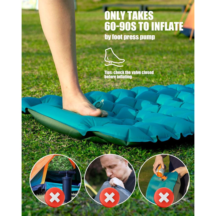 AKSOUL Self-Inflating Camping Air Mattress - Ultralight, Thick (10CM), Foldable Sleeping Pad with Pillow for Trekking, Tent & Outdoor Use