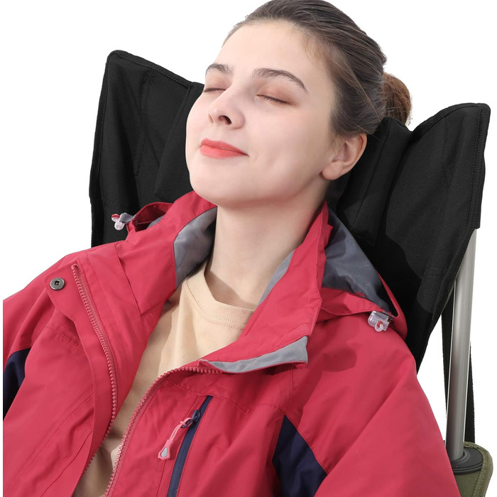 Кемпінговий стілець SONGMICS зі спинкою та підлокітниками, чорний, до 150 кг