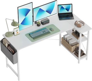 Письмовий стіл CubiCubi з полицями, маленький L-подібний кутовий стіл для домашнього офісу, комп'ютерний ігровий стіл 120 см, коричневий