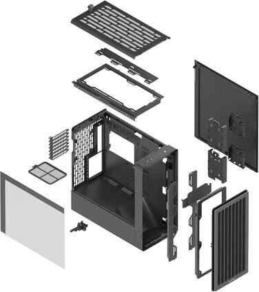 Корпус ПК HAVN Midi-Tower з 3 вентиляторами, Top Airflow, скло, чорний