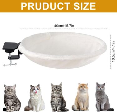Кігтеточка-ліжко для кота на стіл, 360° обертання та регулювання висоти, знімне ліжко-лежанка, м'яка гамак для дому/офісу (Білий)