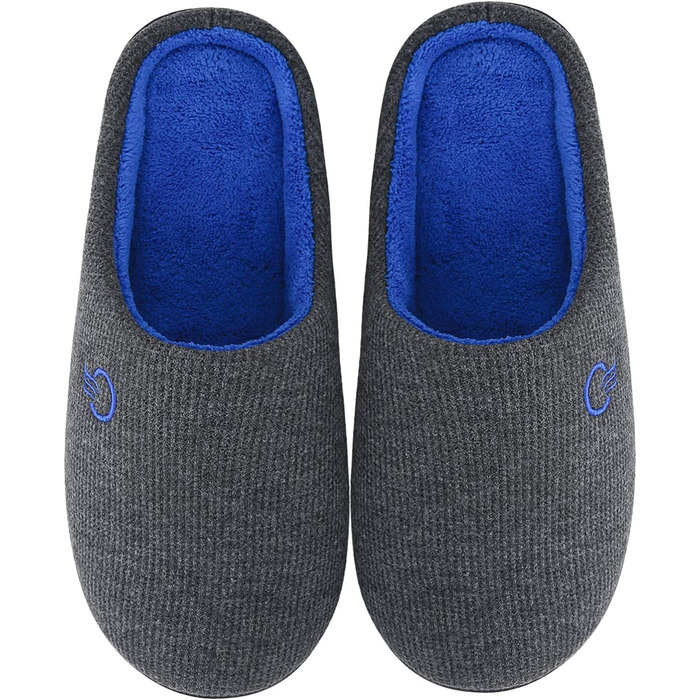 Тапочки Mishansha зимові утеплені з піною пам'яті для дому та вулиці, розмір 36-47, сірий та синій кольори