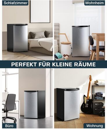 Холодильник Upstreman 91L з функцією швидкого охолодження, 5 температурних режимів (1-8℃), енергоефективний, 41 дБ, компактний та місткий, для студентського гуртожитку/офісу, BR321 (срібний)