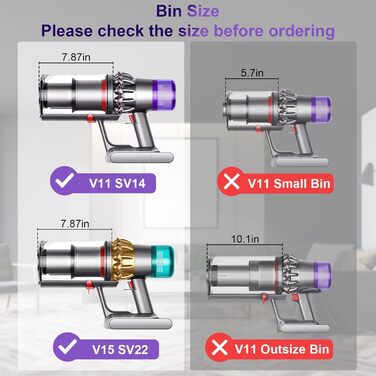 Dyson V11/V15/SV14/SV15/SV22 Replacement Dust Bin & HEPA Filter - Compatible with Dyson Vacuum Cleaners (970050-01/965443-01)