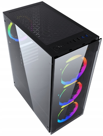 Корпус для комп'ютера Gembird Fornax 1500 RGB Midi Tower, загартоване скло, 4 вентилятори