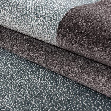 Килим для вітальні HomebyHome 200x290 см сірий та синій в клітинку - килим для спальні з коротким ворсом, м'який, легкий у догляді, можна прати, для кухні та їдальні