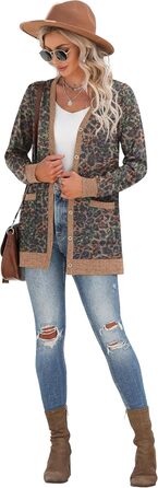 Жіночий довгий в'язаний кардиган Grecerelle Leopard, чорний, з кишенями та V-подібним вирізом