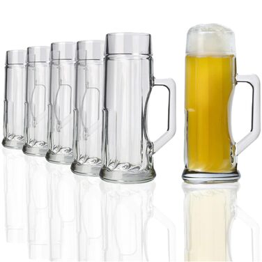 Набір пивних кружок Stölzle Oberglas Premium Ribbed 6 шт, 0.3 л, міцне скло, для пива, можна мити в посудомийній машині