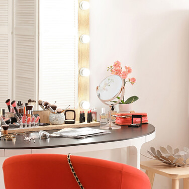 Relaxdays Makeup Mirror with Magnification, Copper Finish