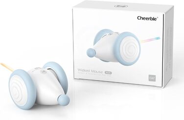 Cheerble інтерактивна іграшка для котів, електрична миша з LED-підсвіткою, автоматична, USB-зарядка, для домашніх котів, подарунок для кошенят (синя)