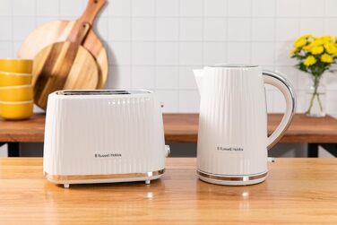 Тостер Russell Hobbs Eden - 2 відділення, 6 рівнів підсмажування, білий
