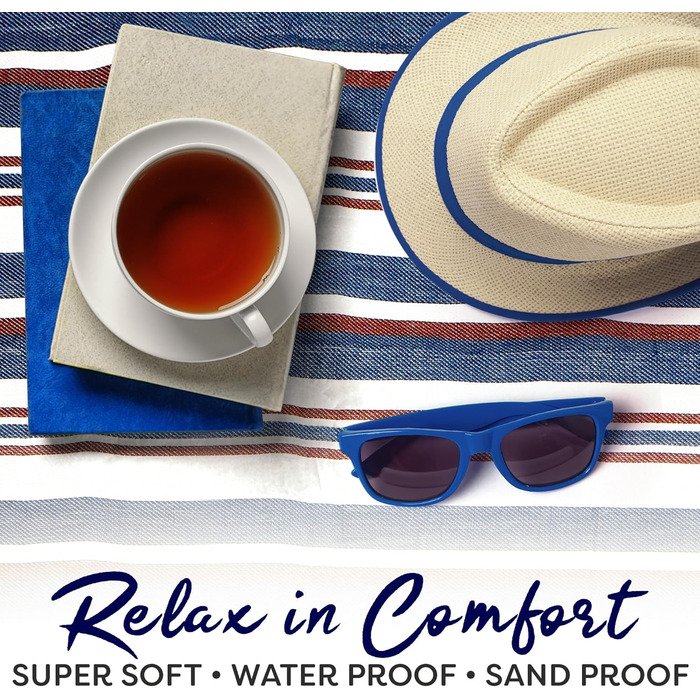 Великий плед для пікніка та відпочинку на природі Scuddles з кишенею – 200 x 150 см, двошаровий, водовідштовхувальний, синій