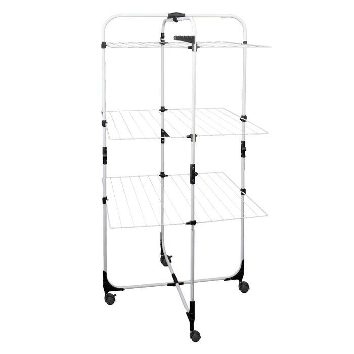 Сушарка для білизни Grafner Turm з колесами, 30 метрів мотузки, 3 яруси, 6 крил, розкладна та компактна