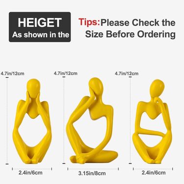 Набір керамічних ваз – 3 шт. Вази у стилі фермерського дому, декор для дому, вітальні, столу, каміну та входу (жовтий)