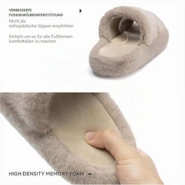 Жіночі домашні капці Chantomoo з ефектом пам'яті (Memory Foam), м'які та пухнасті з штучного хутра, відкриті пальці, світло-коричневі, розмір 40/41 EU