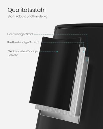 Сміттєве відро SONGMICS для кухні з механізмом закривання Softclose, 30 л, чорний (LTB592E01)