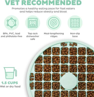 Миска для собак Outward Hound Fun Feeder Slo Tray L, зелена м'ятна - уповільнює годування, запобігає зригуванню, не ковзає