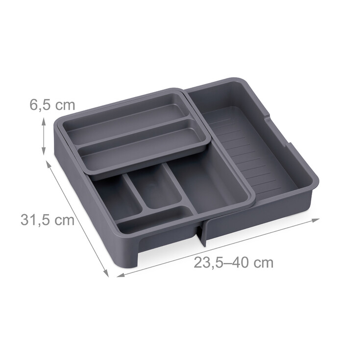 Relaxdays Extendable Cutlery Box in Dark Grey