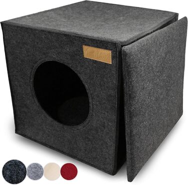 Кігтечка-будиночок для котів з фетру для полиць IKEA Kallax/Expedit, зручна лежанка-кошик, сірий колір, для 2 котів або великих котів