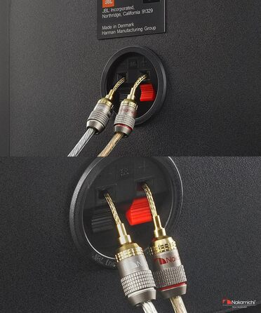 Nakamichi FanLock Excel Serie 24K позолочені бананові штекери 2 мм, 10-18 AWG, 4 мм, для акустичних систем, Hi-Fi аудіокабелів (16 шт - 8 пар)
