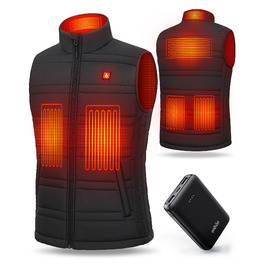 Обогріваючий жилет UNBON з акумулятором 10000mAh USB, чоловічий/жіночий, 3 режими нагріву, 6 зон нагріву, чорний