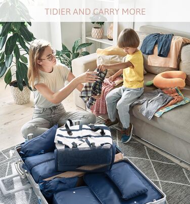 Органайзер для валізи Meowoo, набір 8 шт., Packing Cubes для подорожей та бізнесу, система зберігання багажу (Морська синя)