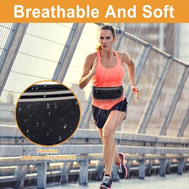 Пояс-сумка для бігу та спорту: водонепроникний пояс з 3 кишенями для телефону (до 18.3 см)