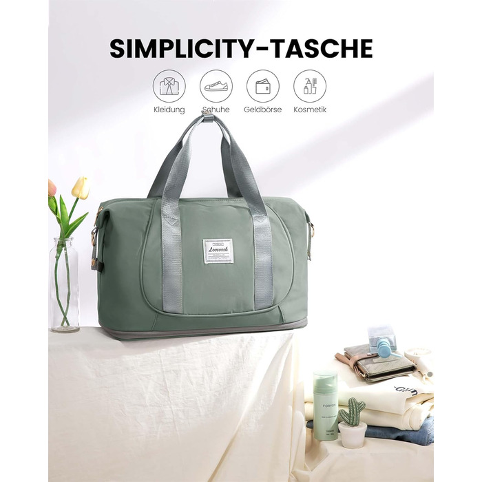 LOVEVOOK Сумка ручної поклажі Ryanair, 40x30x20 см, розширювана, для подорожей літаком, зелена