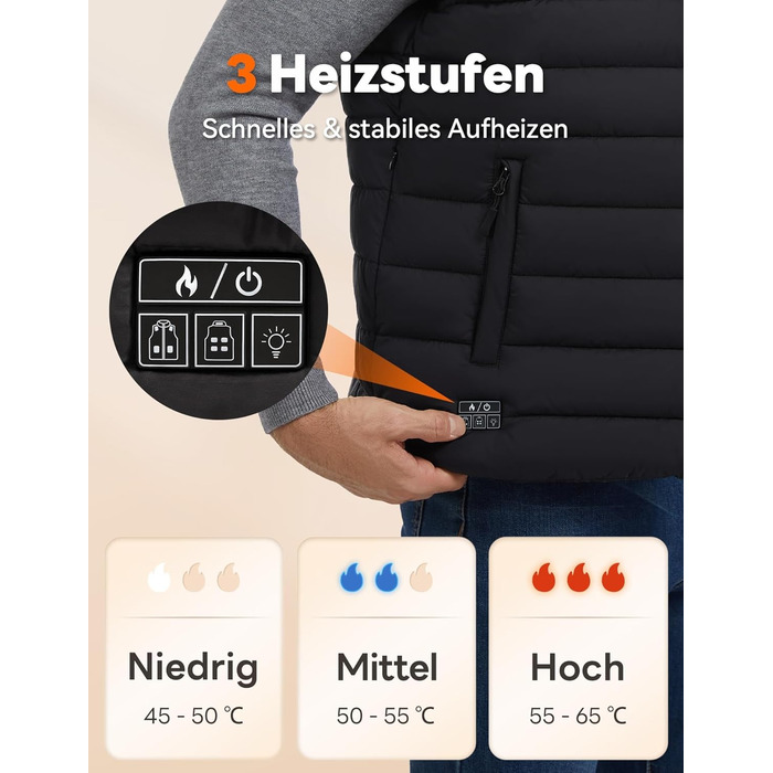 Електрична гріюча жилетка для чоловіків та жінок, 16000mAh, 3 режими нагріву, для катання на лижах та активного відпочинку, пральна, L-XL