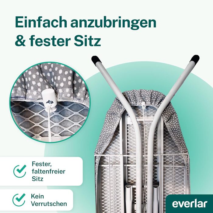 Everlar® Преміум чохол для прасувальної дошки 120x40 (M) | Зроблено в Німеччині | OEKOTEX100 | Для прасувальних дошок 115-122x35-40 см | Сірий з білими крапками