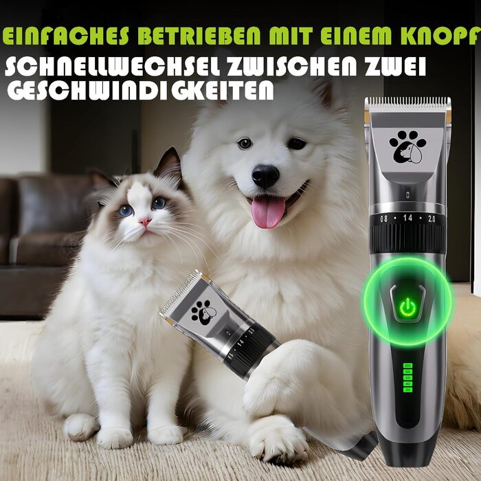 Професійна машинка для стрижки собак та котів Leise, бездротова, 2 швидкості, чорна