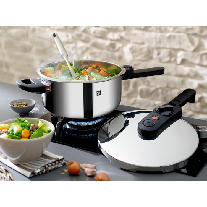 Скороварка Zwilling EcoQuick II, 6 л, 22 см, нержавіюча сталь, для всіх типів плит включаючи індукційні, срібляста